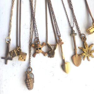 9pc LOT Mens Gold Plated Charm Necklaces "7 DEADLY SINS" JuSt Another Rich Kid